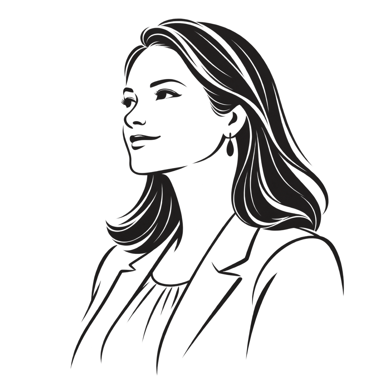 Silhueta ilustrada inspirada em Raquel Orsati Clara